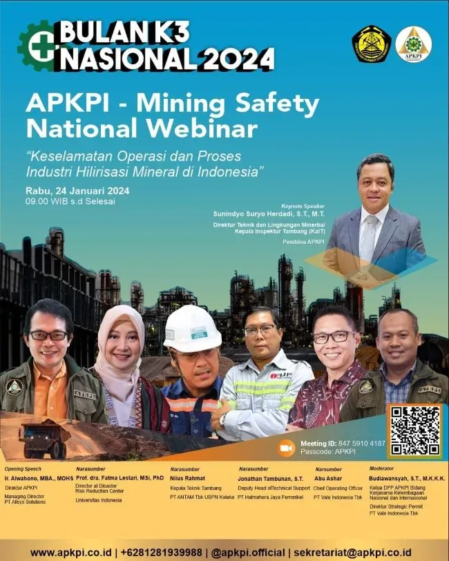 APKPI-Mining Safety Webinar Nasional, 4 Pakar Bicara Soal Insiden Hilirisasi Mineral di Indonesia